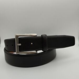 Trafalgar Black Leather Belt with Silver Buckle US 34/38